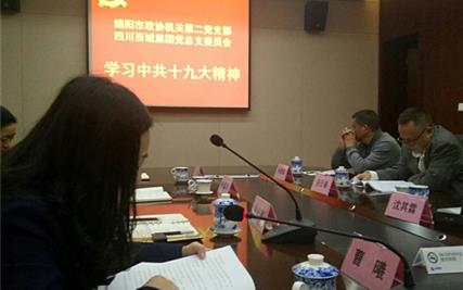 绵阳市政协第二党支部和西城集团党总支委员会共同学习中共十九大会议精神