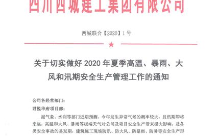《关于切实做好2020年夏季高温、暴雨、大风和汛期安全生产管理工作的通知》