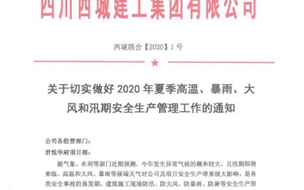 关于切实做好2020年夏季高温、暴雨、大风和汛期安全生产管理工作的通知